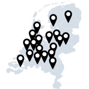 Kaart Nederland met Weru lokaties